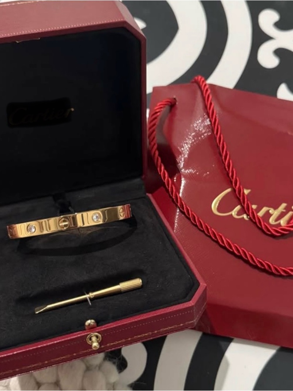 Gold and Diamond-Accent Love Bracelet with Gold Screwdriver